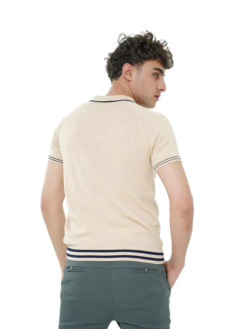 Polo slim col zippé stretch